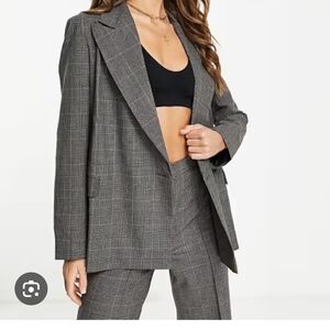Steve Madden Gray Plaid Blazer